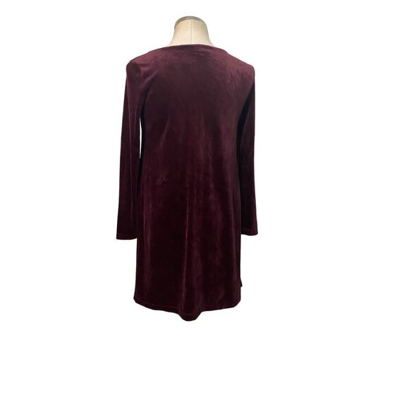 J. Jill Pure Jill Burgundy Velour Long Sleeve A-Line Shift Mini Dress Size XS - Picture 5 of 15